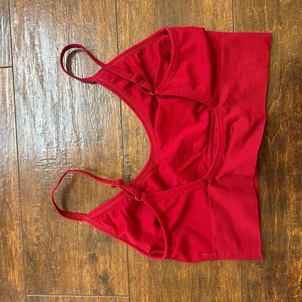 Red Ribbed Bralette Top - Picture 2 of 2